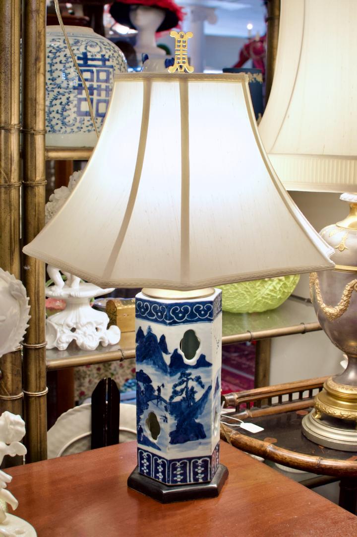 Shop Pair of blue & white lamps | Hunt & Gather