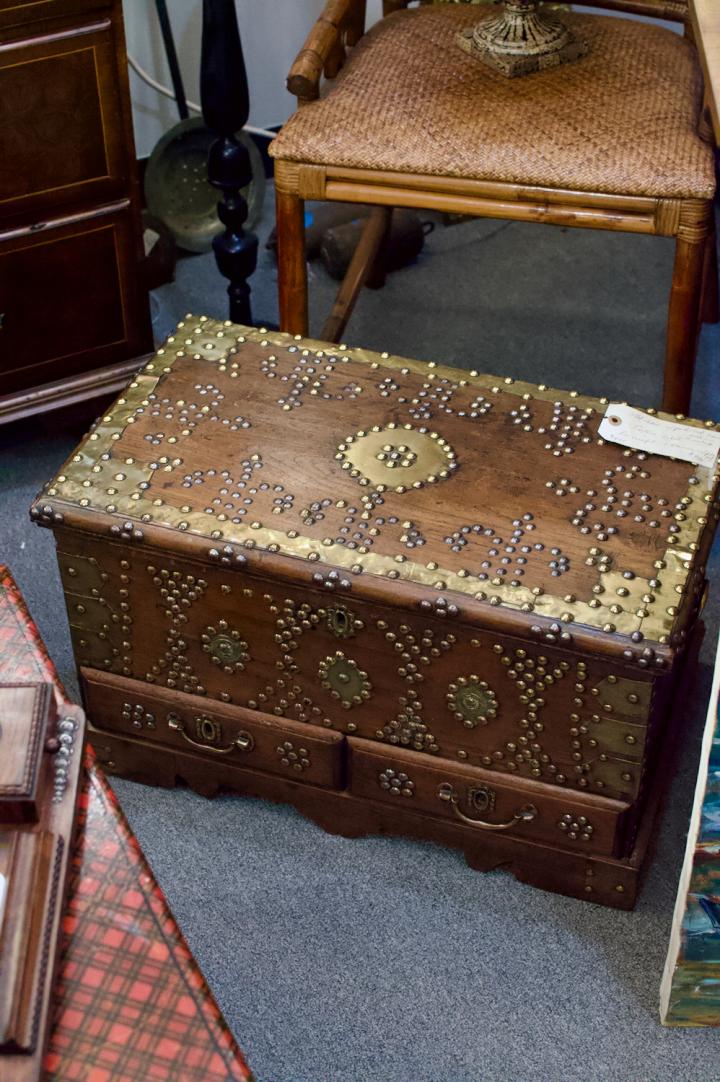 Shop Old chest w/ polished brass tacks | Hunt & Gather