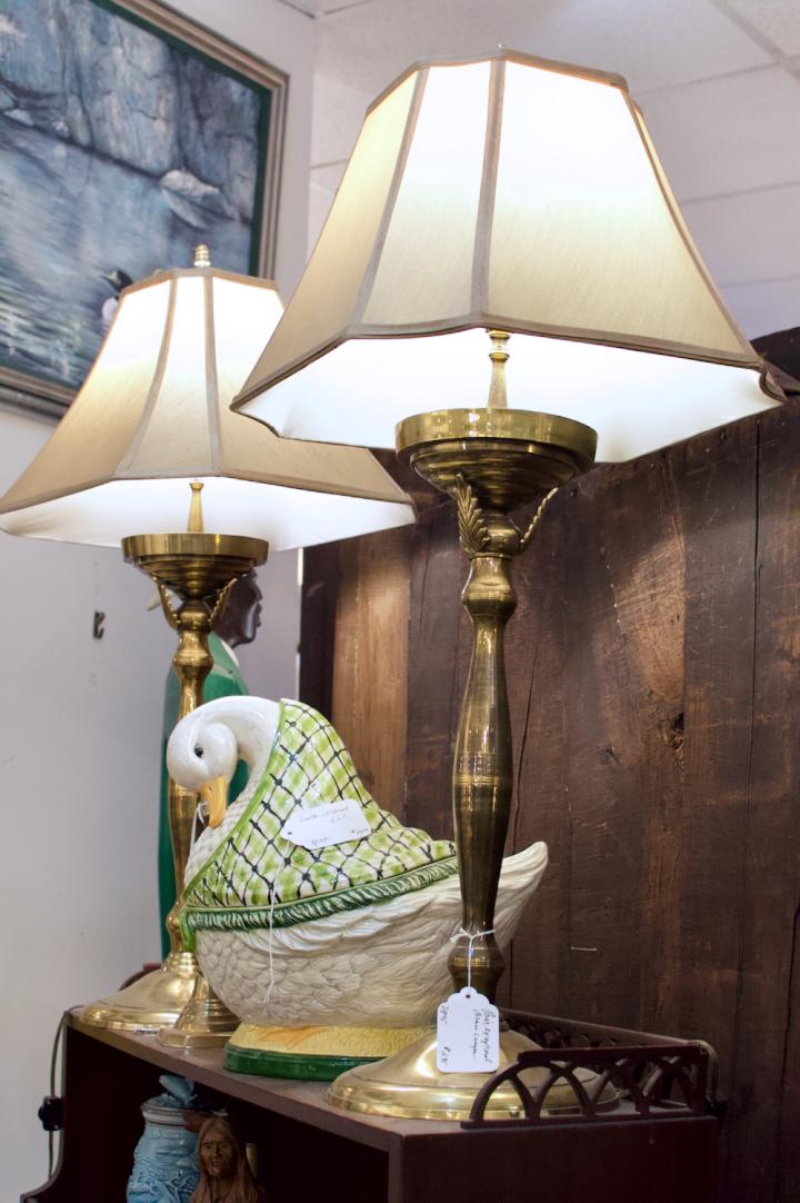 Shop Pair of exceptional brass lamps | Hunt & Gather