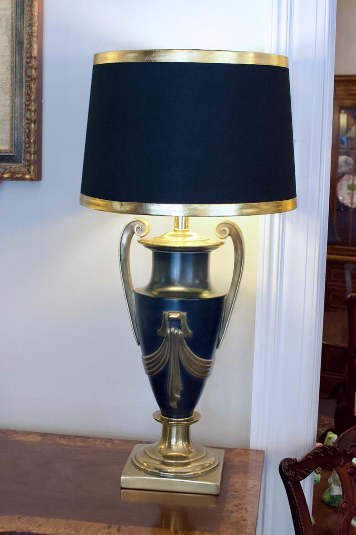 Shop Pair of black & gold lamps w/ great shades | Hunt & Gather