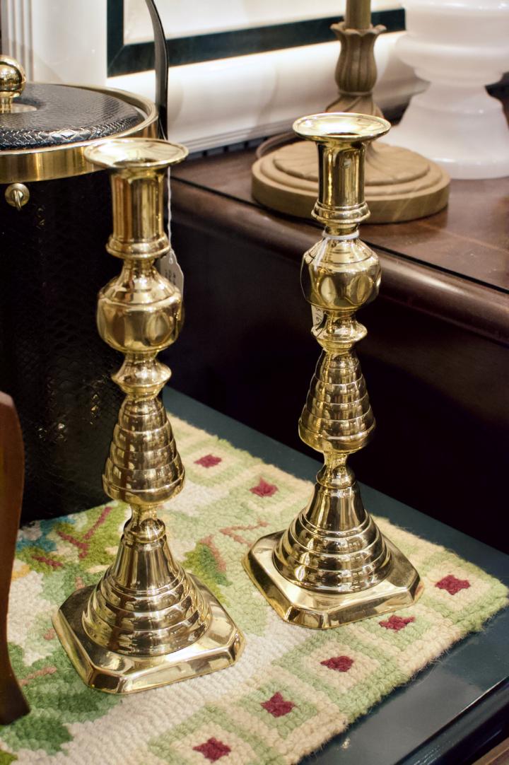 Shop Antique English brass candlesticks | Hunt & Gather