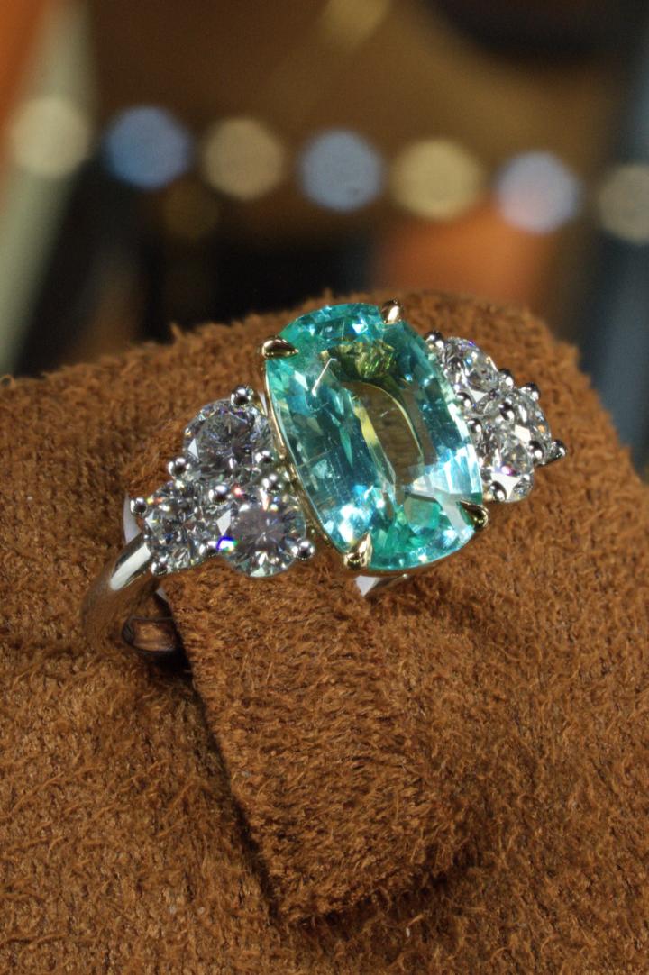 Shop Platinum & 18K yellow gold paraiba tourmaline ring | Hunt & Gather