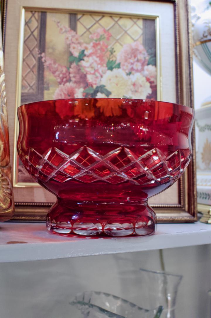 Shop 8” diameter red to clear cut crystal bowl | Hunt & Gather