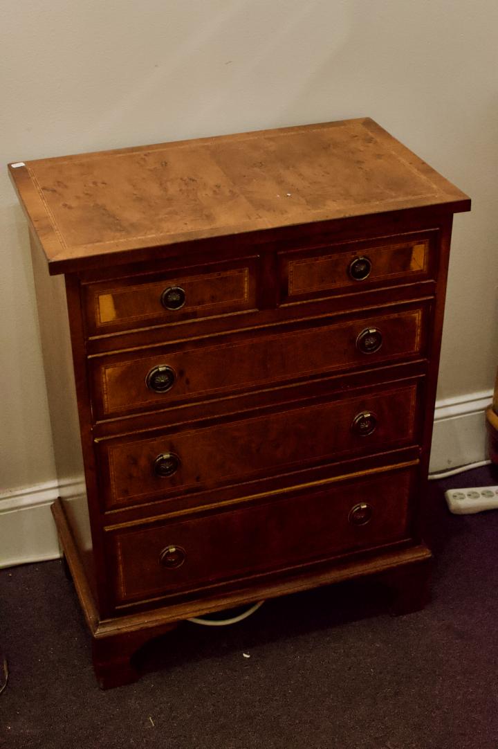 Shop Burled inlaid small chest of drawers | Hunt & Gather