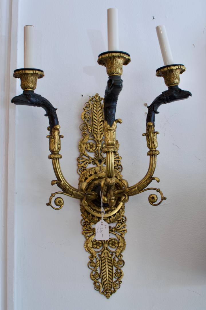 Shop Pair of French empire style ormolu and bronze wall sconces | Hunt & Gather