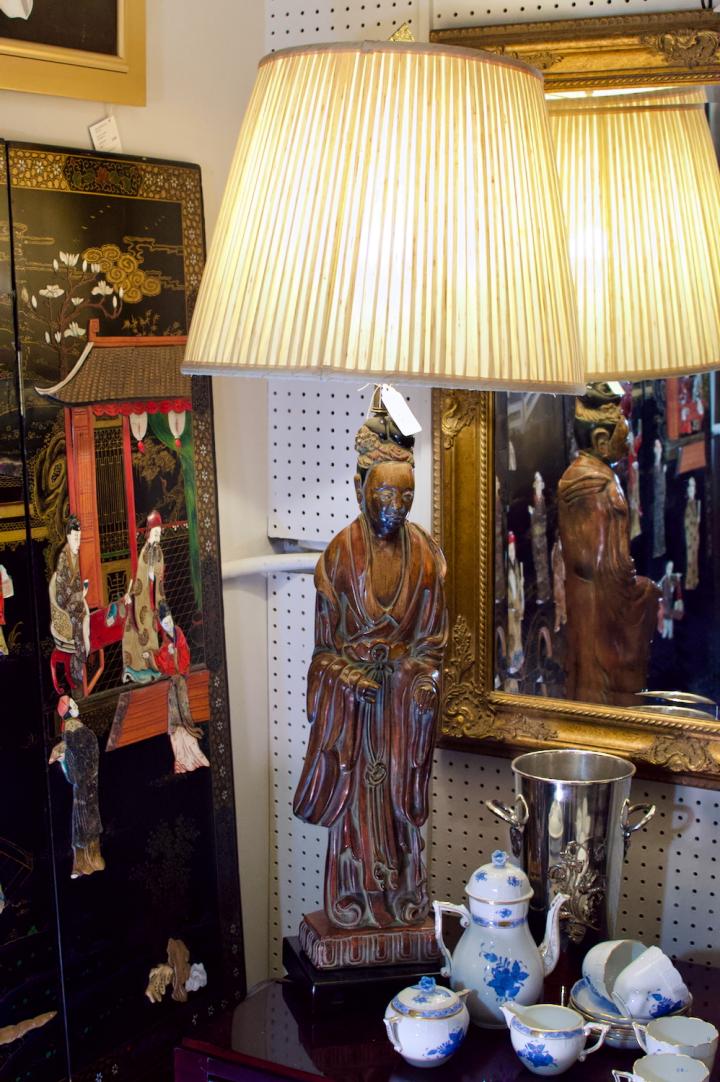 Shop 1940 Frederick Cooper Quan Yin ceramic painted table lamp | Hunt & Gather