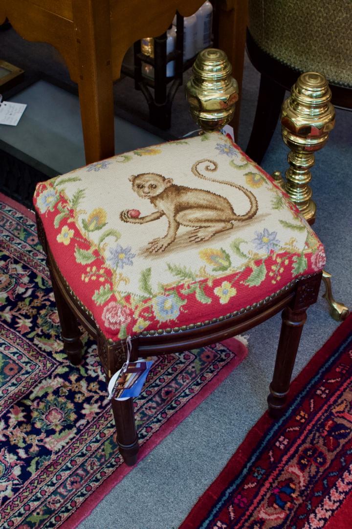 Shop Monkey needlepoint bench | Hunt & Gather
