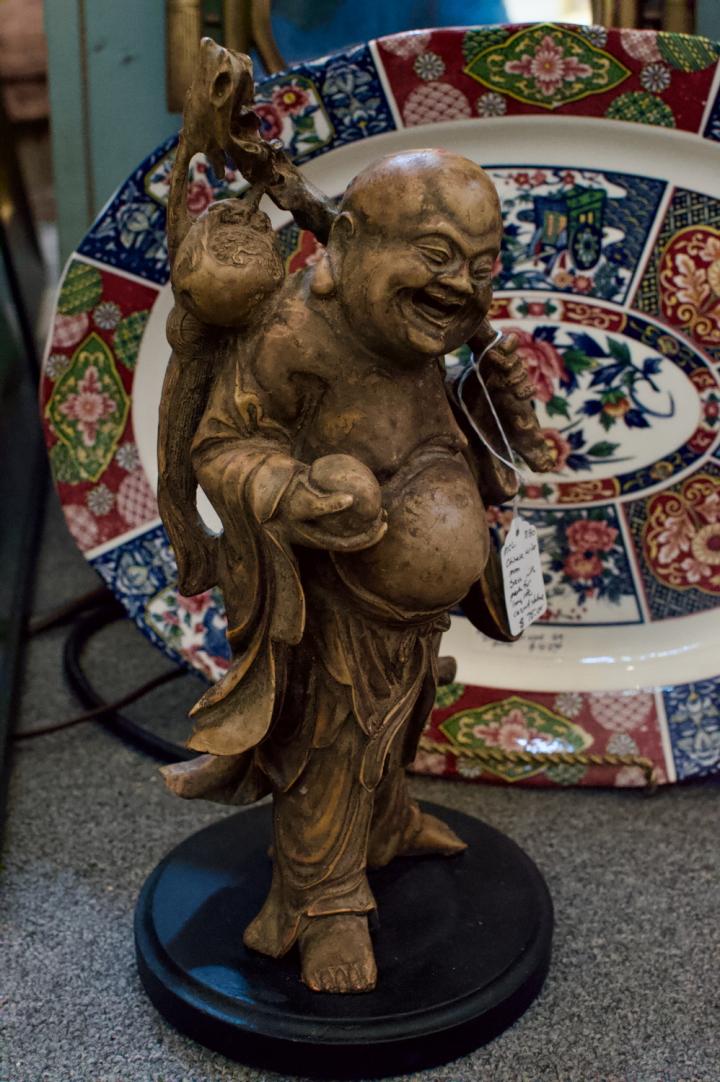 Shop Chinese wise man with peach for long life - carved statue | Hunt & Gather
