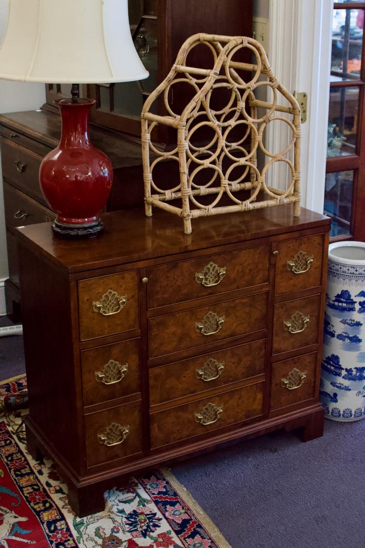 Shop Baker Chippendale style burl walnut flip top serving chest | Hunt & Gather
