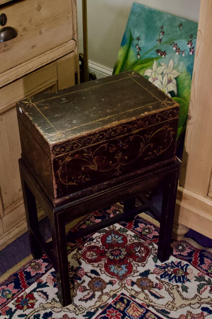 Shop Old painted chest on stand | Hunt & Gather