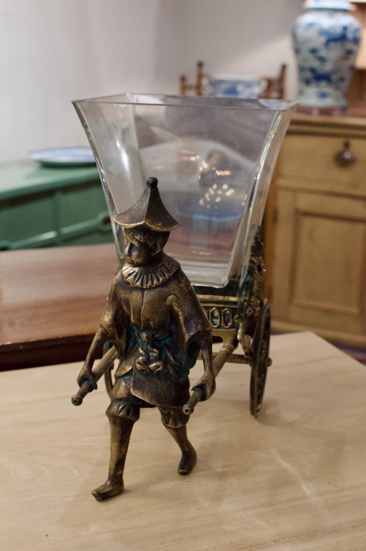 Shop Castilian imports bronze boy pulling cart glass vase | Hunt & Gather