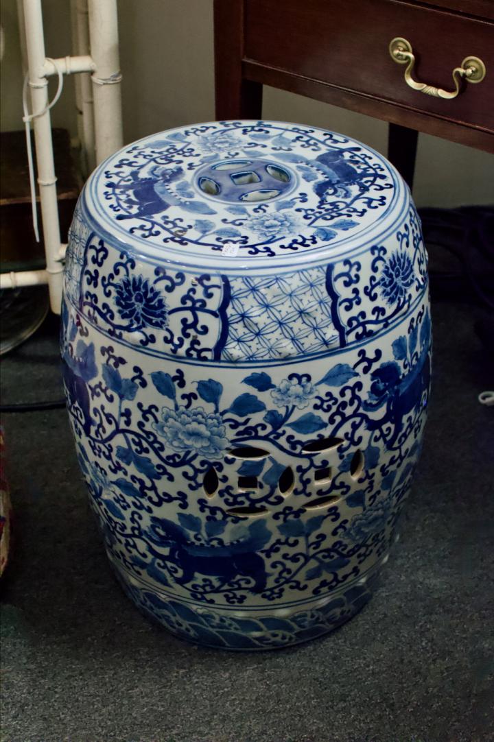 Shop Blue & white garden stool | Hunt & Gather