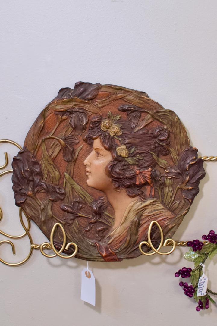 Shop Antique Ernst Wallace (1837-1900) art nouveau wall plaque | Hunt & Gather