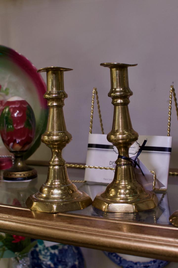 Shop Vintage brass candlesticks - pair | Hunt & Gather