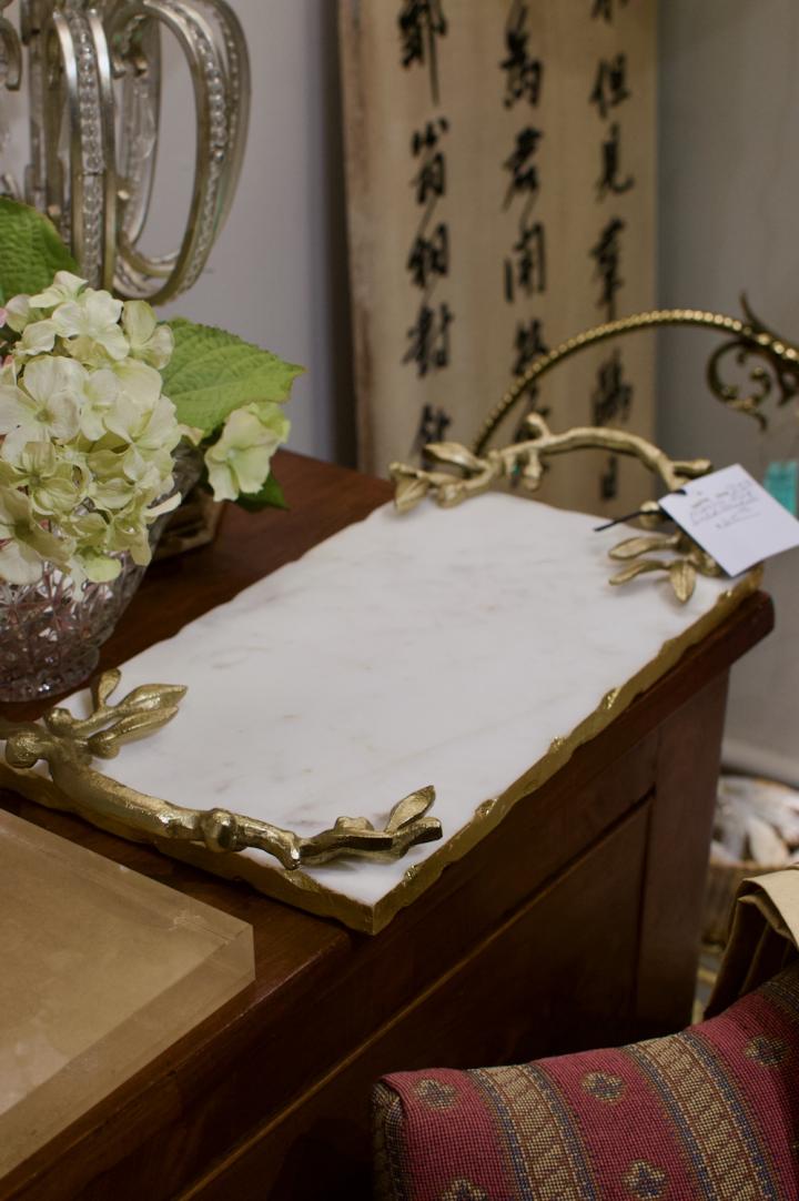 Shop Marble tray w/ gold handles | Hunt & Gather