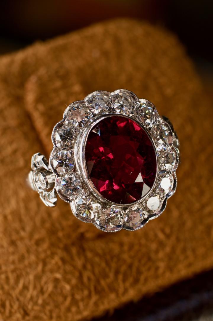 Shop 5.5 CT rublite tourmaline ring set in platinum | Hunt & Gather