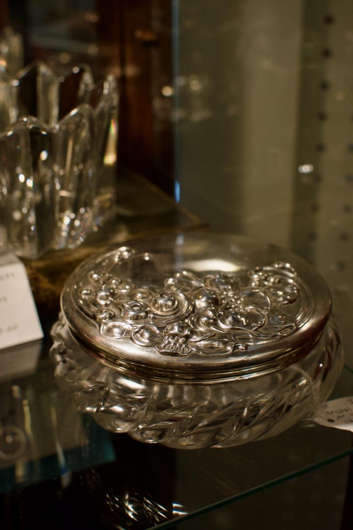 Shop Crystal dresser jar w/ sterling lid | Hunt & Gather