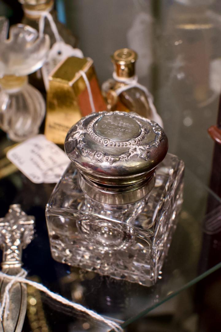 Shop Crystal inkwell w/ sterling lid | Hunt & Gather