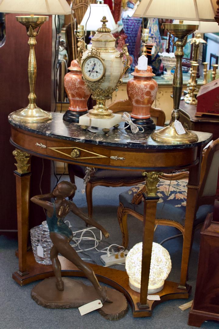 Shop Emerson Demi-lune table w/ marble top | Hunt & Gather