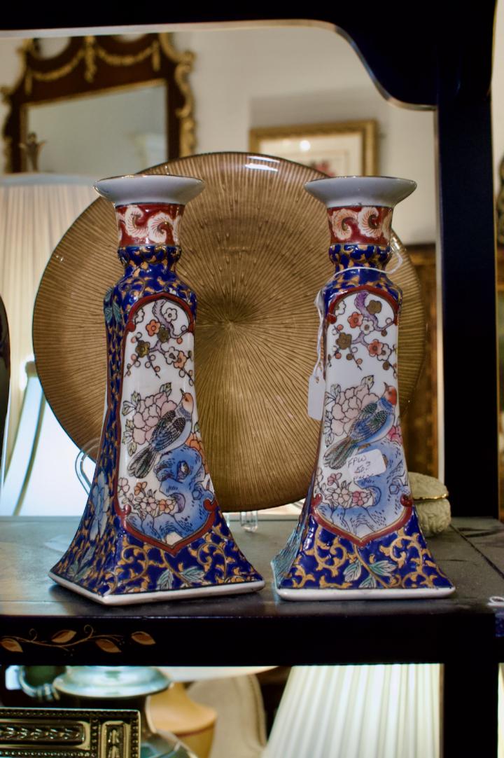 Shop Pair of oriental bird candle sticks | Hunt & Gather