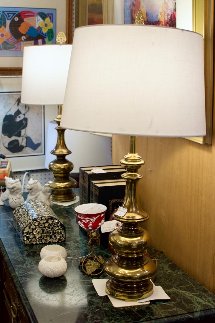 Shop Pair of heavy brass lamps | Hunt & Gather