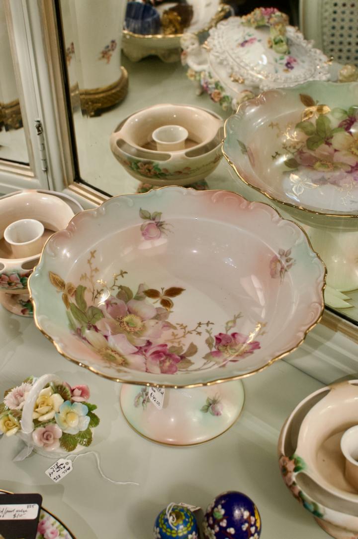 Shop Austrian hand painted pedestal bowl - roses | Hunt & Gather