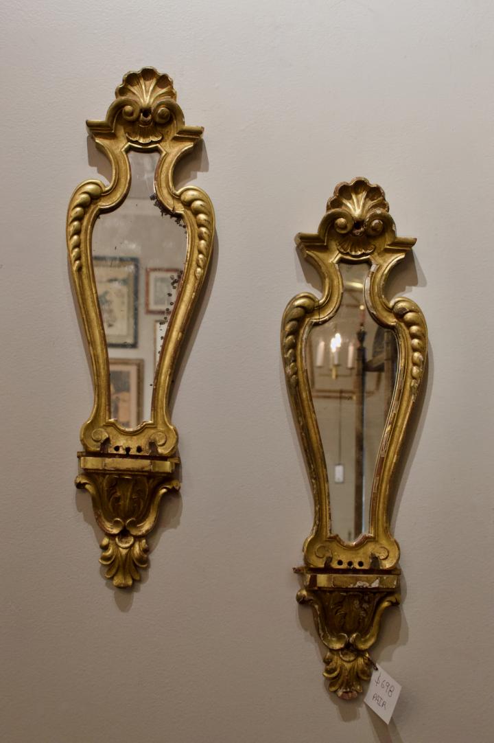 Shop Pair of vintage gilt wood Florentine wall mirrors | Hunt & Gather