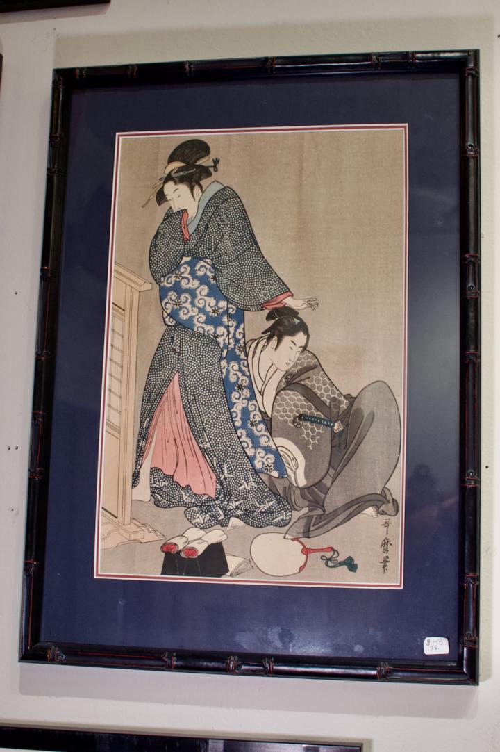 Shop Japanese wood block print “Beauty and Young Samuri | Hunt & Gather