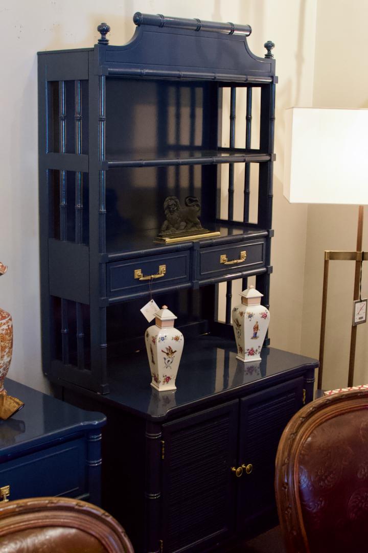 Shop Pair of 2 piece faux bamboo hutch cabinets | Hunt & Gather