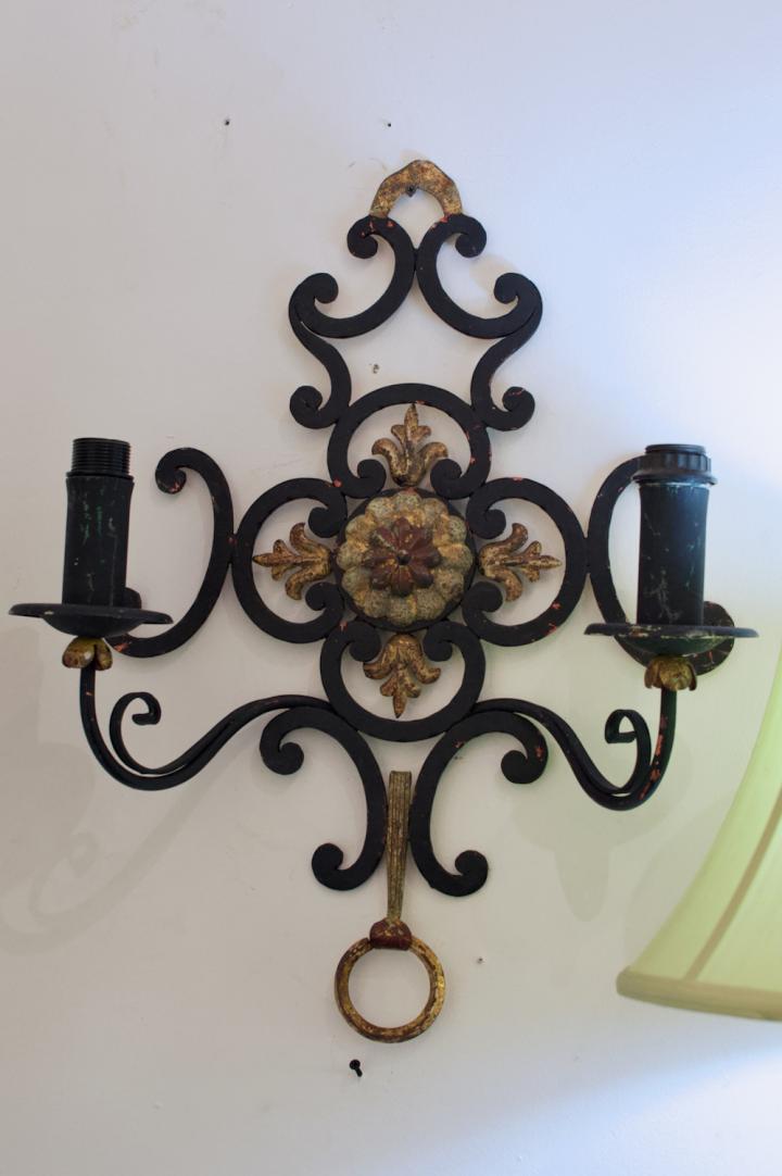 Shop Pair of wrought iron wall sconce candelabra | Hunt & Gather