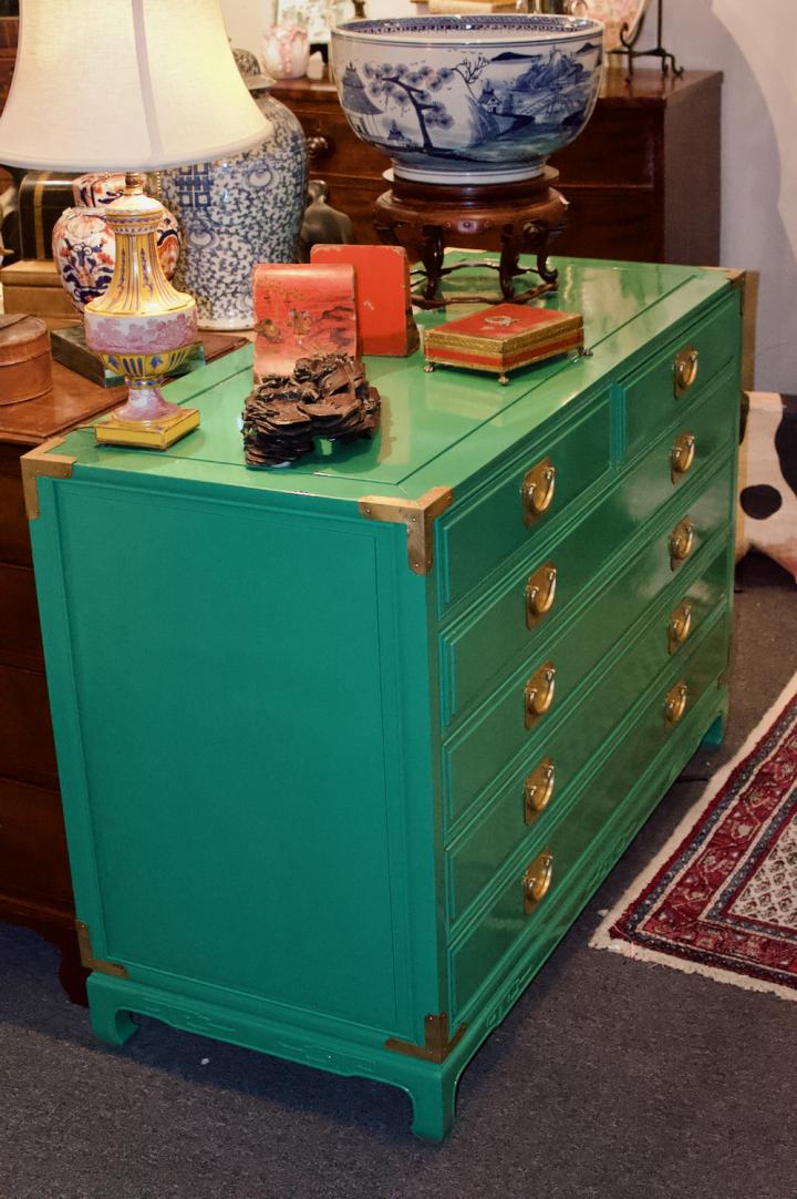Shop Hollywood regency dresser - green lacquer | Hunt & Gather