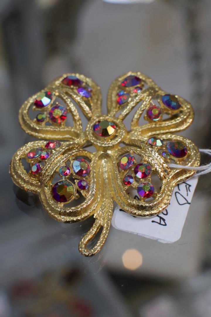 Shop Red aurora borealis rhinestone brooch | Hunt & Gather