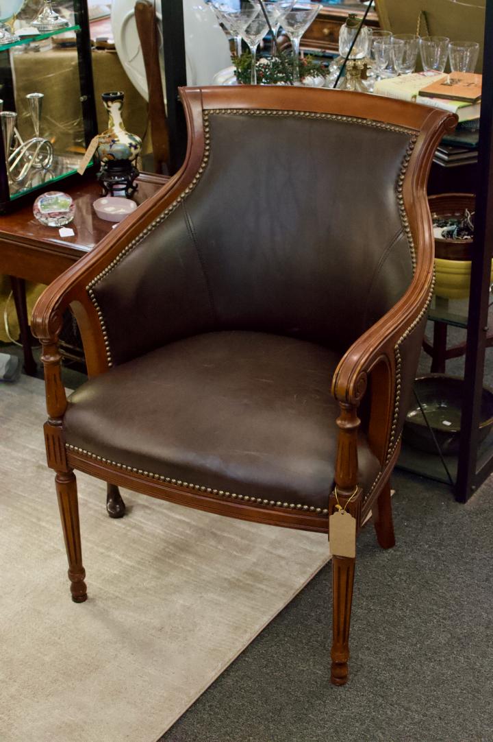 Shop Fairfield furniture Co. wood frame leather armchair w/ nailheads | Hunt & Gather