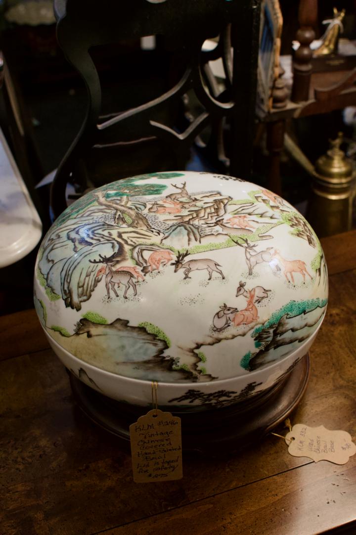 Shop Vintage Chinese covered hand painted bowl | Hunt & Gather