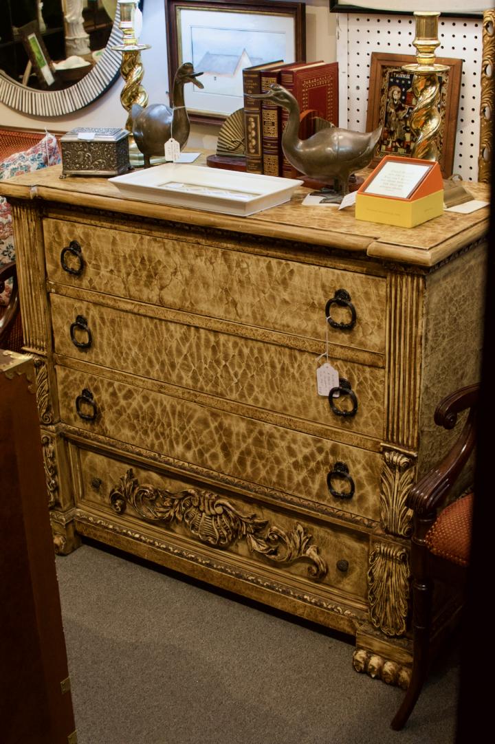 Shop Distressed 4 drawer chest w/ columns & claw feet | Hunt & Gather
