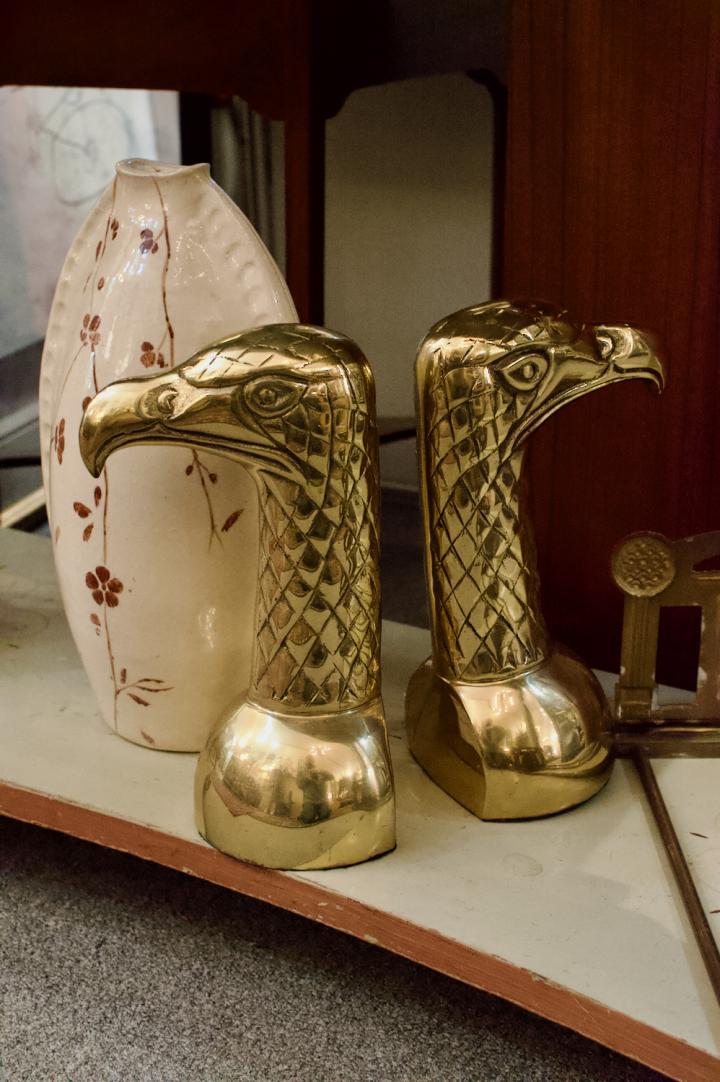 Shop Pair of brass eagle head bookends | Hunt & Gather