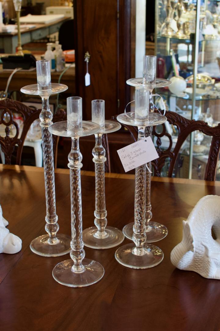 Shop Set of 3 glass candlesticks | Hunt & Gather