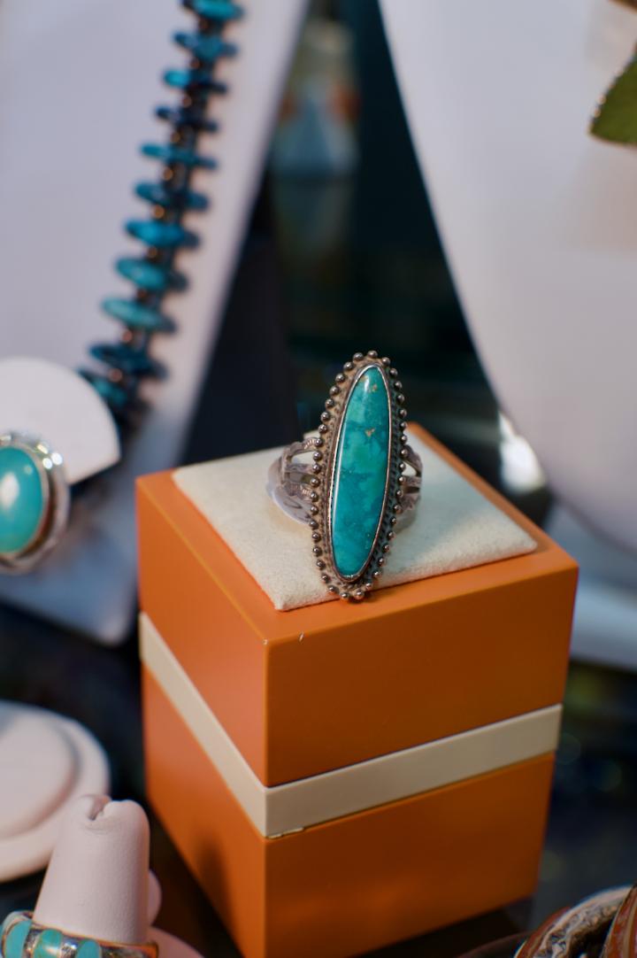 Shop Sterling & turquoise long oval ring | Hunt & Gather