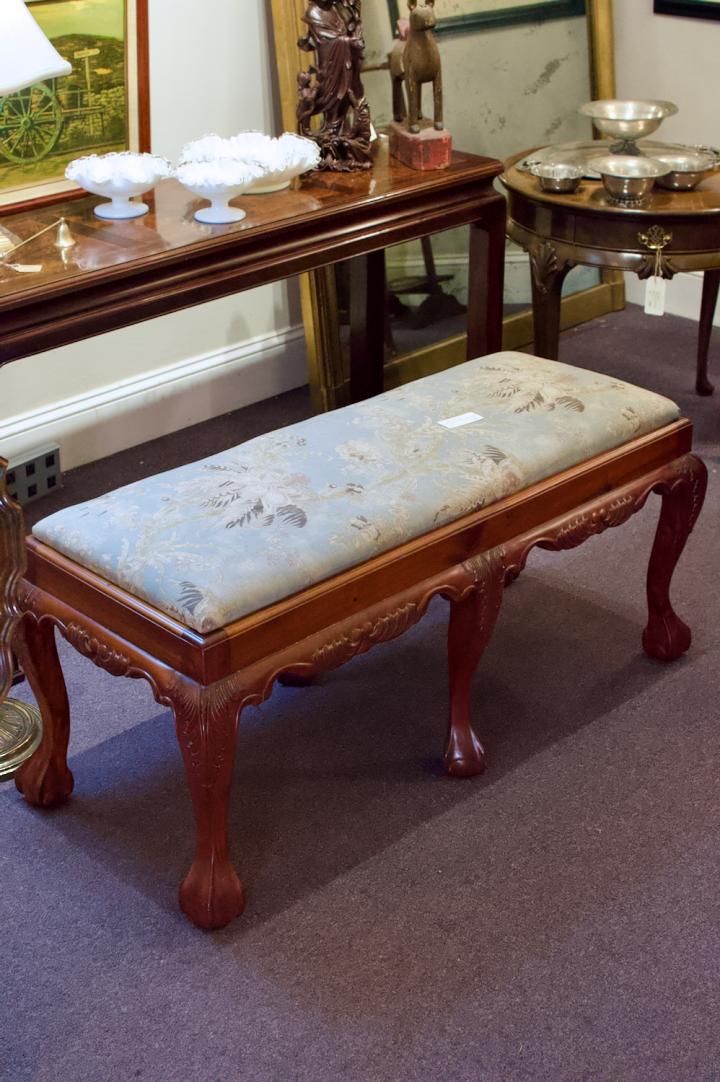 Shop C. 1850-70s English mahogany Chippendale bench | Hunt & Gather