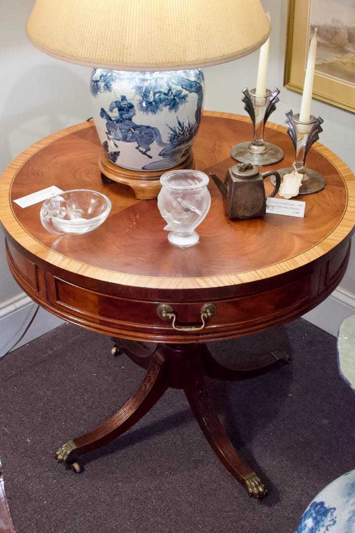 Shop English mahogany drum table | Hunt & Gather