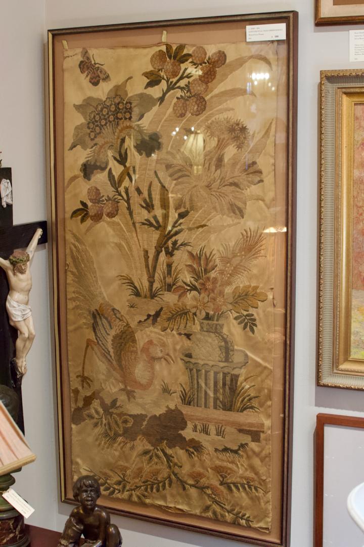 Shop C. 1840-60s continental silk embroidery housed in a frame | Hunt & Gather