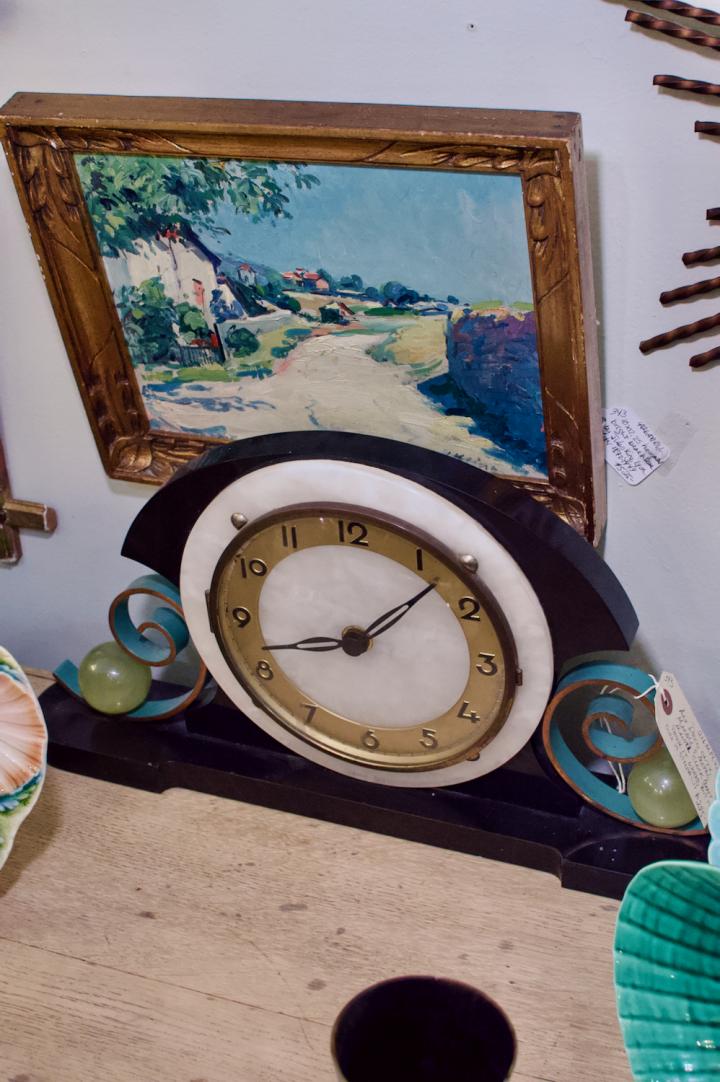 Shop Art deco onyx marble & metal mantle clock | Hunt & Gather