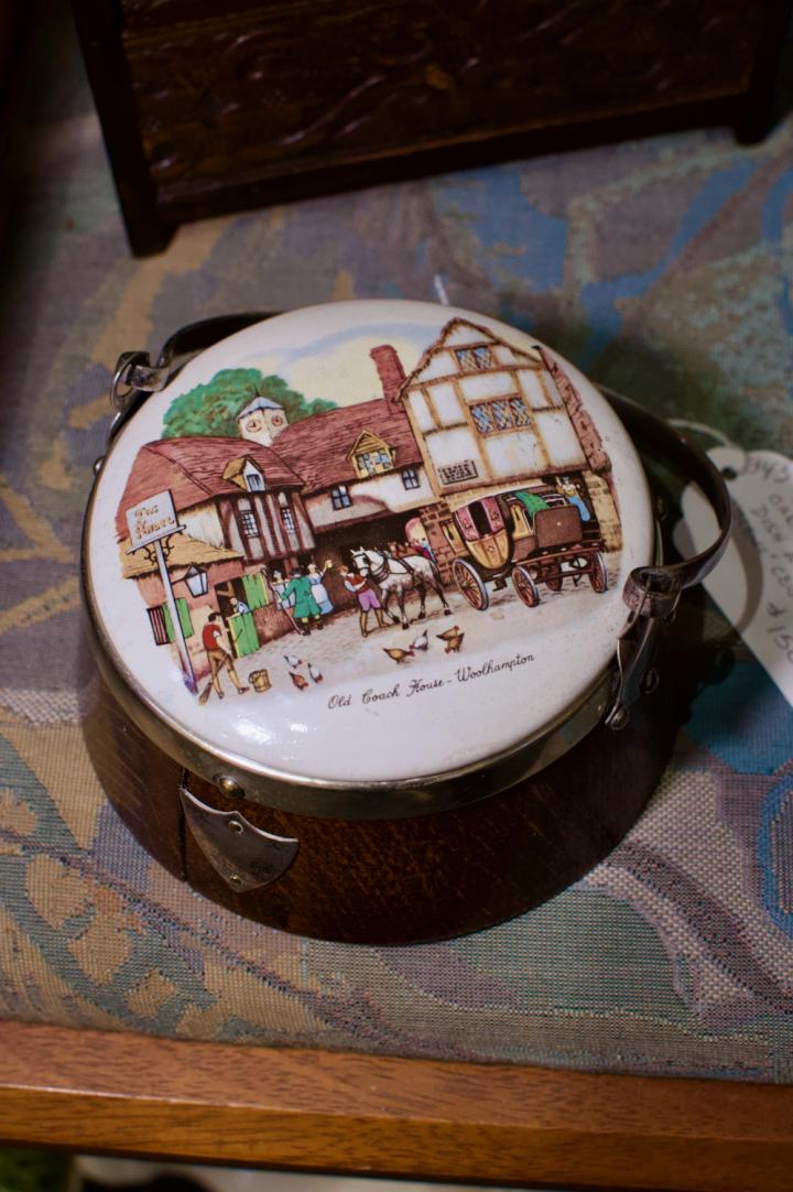 Shop Early 20th C English oak & ceramic butter dish | Hunt & Gather