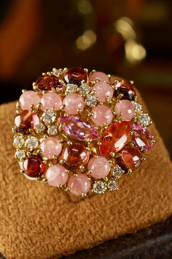 Shop 18K tourmaline, rose quartz & diamonds ring | Hunt & Gather