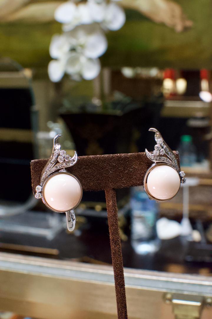 Shop Vintage 1940s coral & diamond earrings set in platinum | Hunt & Gather
