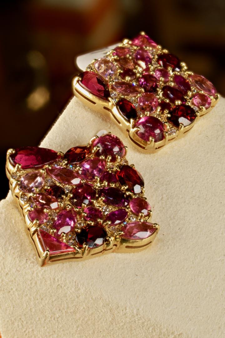 Shop Tourmaline & diamond earrings in 18K gold | Hunt & Gather