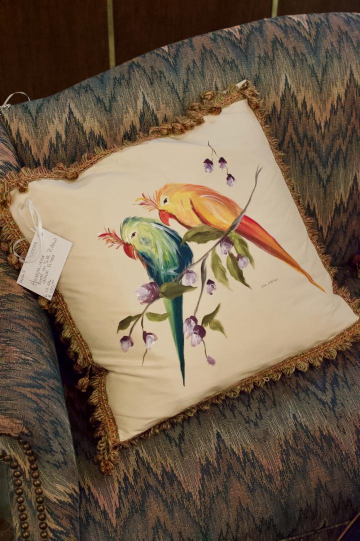 Shop Hand painted birds on silk pillow - down filled | Hunt & Gather