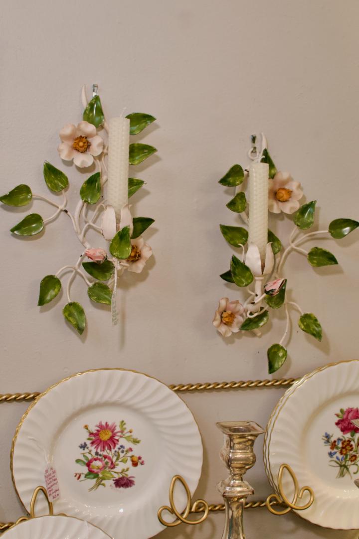 Shop Pair of vintage Italian tole flower sconces | Hunt & Gather