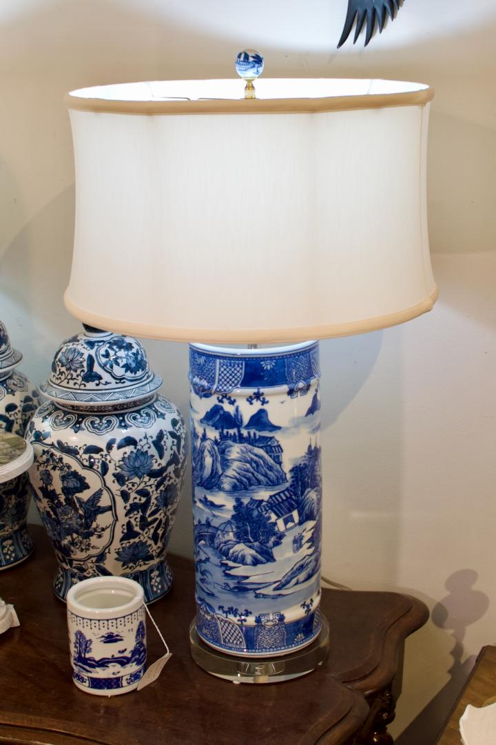 Shop Pair of blue & white lamps | Hunt & Gather