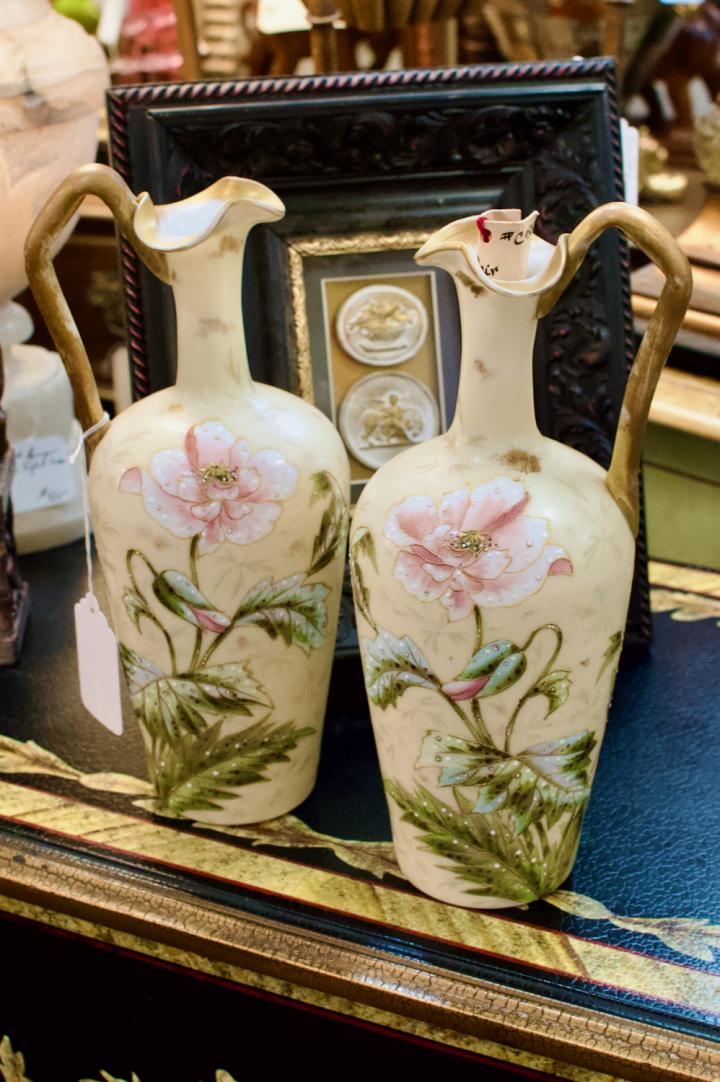Shop Pair of beautifully decorated French vases | Hunt & Gather